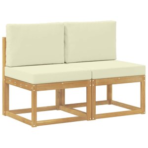 vidaXL 2 pc Sofa de milieu extérieur Bois d'Acacia Massif Blanc