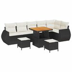 vidaXL Ensemble de canapé de jardin avec coussin 9 Pièces Noir et crème