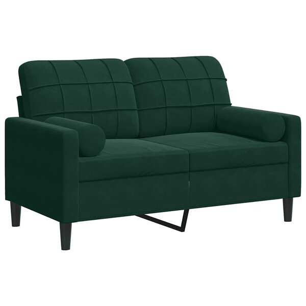 vidaXL Canapé 2 places avec oreillers vert foncé 120 cm velours