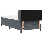 Lit à ressorts avec matelas gris foncé 90x200 cm en velours