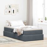 vidaXL Lit avec rangement et matelas Gris foncé 90 x 190 cm Velours