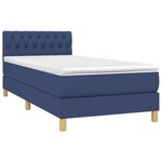 vidaXL Sommier à lattes de lit avec matelas Bleu 90x200 cm Tissu