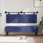 vidaXL Tête de lit suspendue Avec lumière LED Bleu police Velours