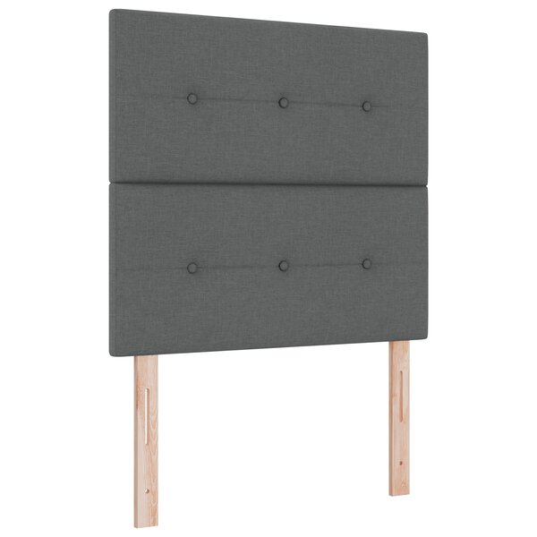 vidaXL Lit à ressorts avec matelas et LED Gris foncé 80x200 cm Tissu