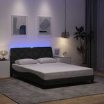 vidaXL Cadre de lit avec LED sans matelas gris foncé 140x200 cm tissu