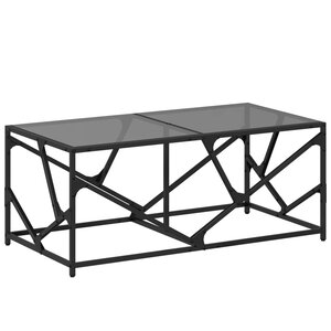 vidaXL Table basse avec dessus en verre noir 98 5x50x41 cm acier