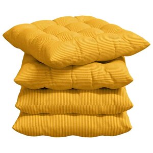 vidaXL Coussins de siège 4 pc Tissu en velours côtelé Jaune clair
