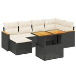 vidaXL Salon de jardin 7 Pièces avec coussins noir résine tressée