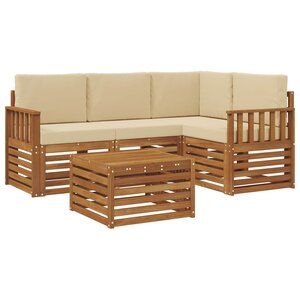vidaXL Ensemble de canapés d'extérieur 5 pc Naturel et Beige Polyester