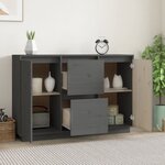 vidaXL Buffet Gris 111x34x75 cm Bois massif de pin
