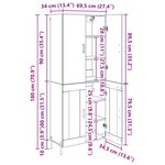 vidaXL Haut Armoire Bois Ancien 69 5 x 34 x 180 cm Bois d'ingénierie