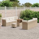 vidaXL Ensemble de canapé de jardin 11 Pièces Beige polyrotin