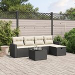 vidaXL Salon de jardin 6 Pièces avec coussins noir résine tressée