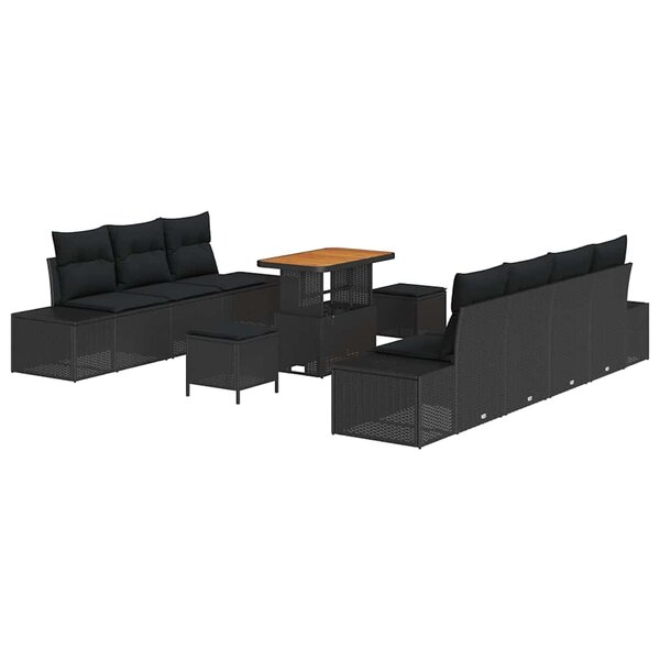 vidaXL Ensemble de canapé de jardin 10 Pièces Noir 90 x 55 x 71 cm