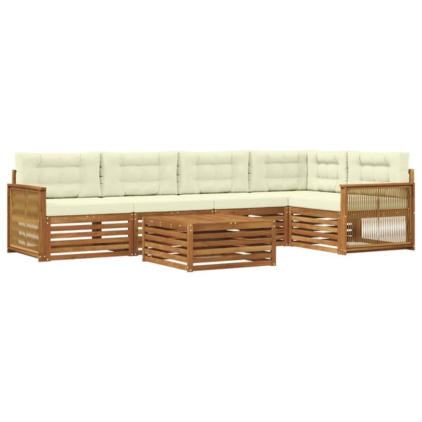 vidaXL Ensemble de canapés d'extérieur 6 pc Naturel et Crème