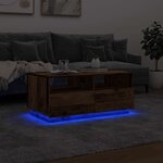 vidaXL Table basse avec lumières LED vieux bois 90x49x40 cm