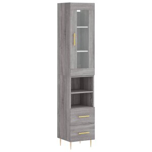 vidaXL Buffet haut Sonoma gris 34 5x34x180 cm Bois d'ingénierie