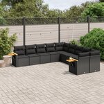 vidaXL Salon de jardin 10 Pièces avec coussins noir résine tressée