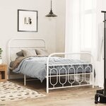 vidaXL Cadre de lit métal sans matelas et pied de lit blanc 100x200 cm