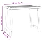 vidaXL Table de camping anthracite 79x56x64 cm PP aspect de bois