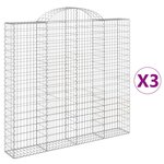 vidaXL Paniers à gabions arqués 3 Pièces 200x30x180/200 cm Fer galvanisé