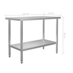 vidaXL Table de travail de cuisine 120x60x85 cm Acier inoxydable