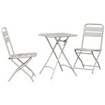 vidaXL Ensemble de Bistro Pliable 3 Pièces Beige en Acier