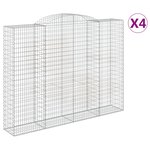 vidaXL Paniers à gabions arqués 4 Pièces 300x50x220/240 cm fer galvanisé