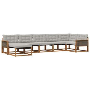 vidaXL Ensemble de canapés d'extérieur 7 pc Naturel et gris clair