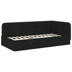 vidaXL Cadre de lit d'angle Noir 90 x 200 cm tissu
