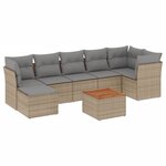 vidaXL Salon de jardin avec coussins 8 Pièces beige résine tressée