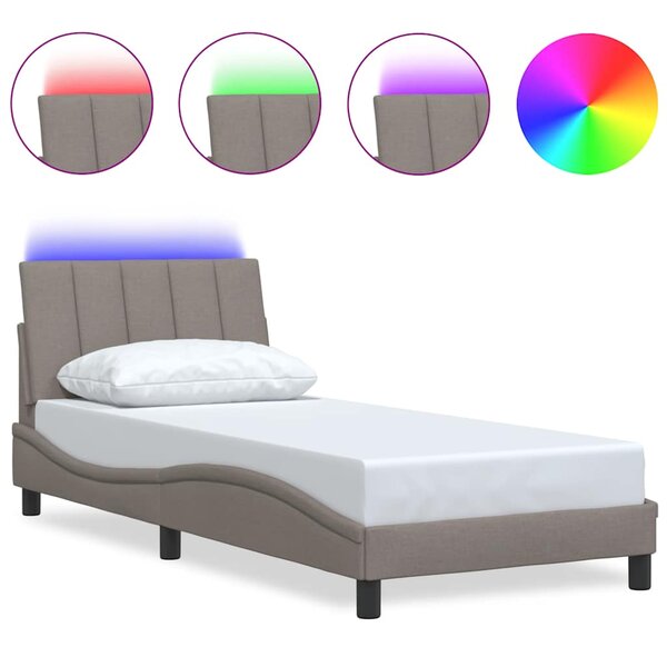 vidaXL Cadre de lit sans matelas taupe 90x190 cm tissu