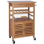Excellent houseware chariot de cuisine 60x36x88 cm bambou marron