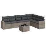 vidaXL Salon de jardin 8 Pièces avec coussins gris résine tressée