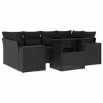 vidaXL Salon de jardin 7 Pièces avec coussins noir résine tressée