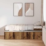 vidaXL Cadre de lit avec rangement Bois ancien 90 x 190 cm