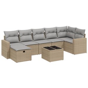 vidaXL Salon de jardin avec coussins 8Pièces mélange beige résine tressée
