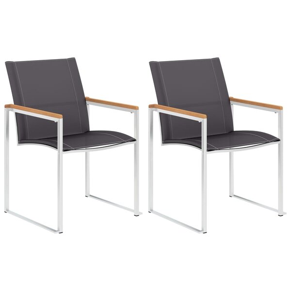 vidaXL Chaises de jardin lot de 2 Textilène et acier inoxydable Gris