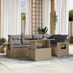 vidaXL Salon de jardin avec coussins 6 Pièces beige résine tressée