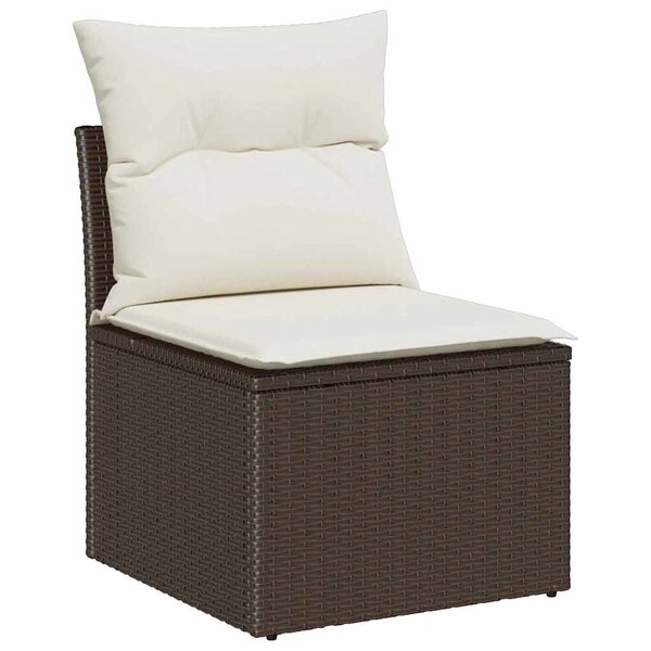 vidaXL Ensemble de canapé de jardin avec coussin 8 Pièces Marron  Crème