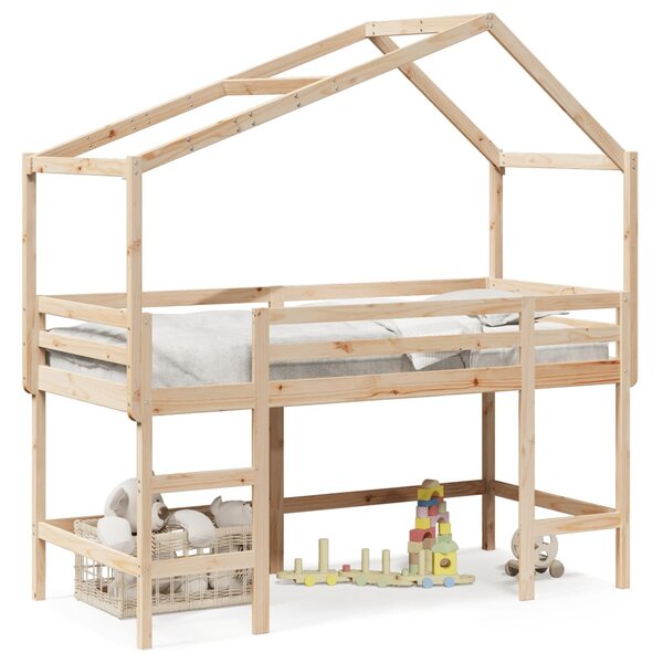 vidaXL Lit superposé avec échelle et toit sans matelas 90x200 cm