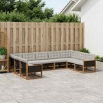 vidaXL Ensemble de canapés d'extérieur 9 Pièces Naturel et gris clair