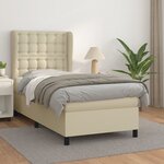 vidaXL Sommier à lattes de lit avec matelas Crème 100x200cm Similicuir