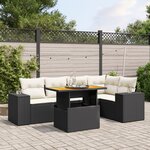 vidaXL Salon de jardin 6 Pièces avec coussins noir résine tressée
