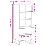 vidaXL Buffet haut Blanc brillant 40x36x110 cm Bois d'ingénierie