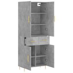 vidaXL Buffet haut Gris béton 69 5x34x180 cm Bois d'ingénierie