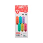 Boîte de 6 surligneurs fluo mini tracé pointe biseautée coloris assortis pastel