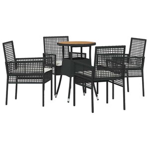 vidaXL Ensemble de salle à manger pour jardin 5 Pièces Noir Poly rotin