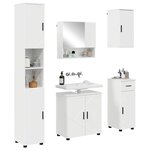 vidaXL Ensemble de mobilier de salle de bain 5 Pièces Blanc brillant
