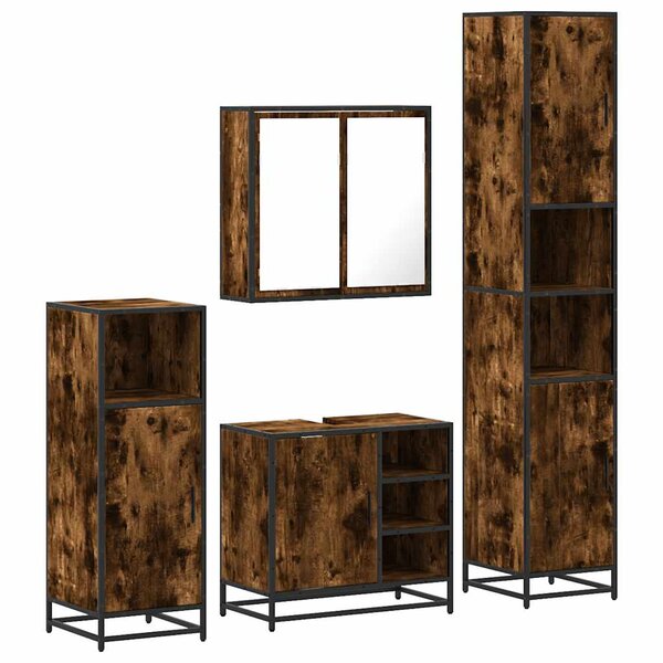 vidaXL Ensemble meubles salle de bain 4 Pièces chêne fumé bois ingénierie